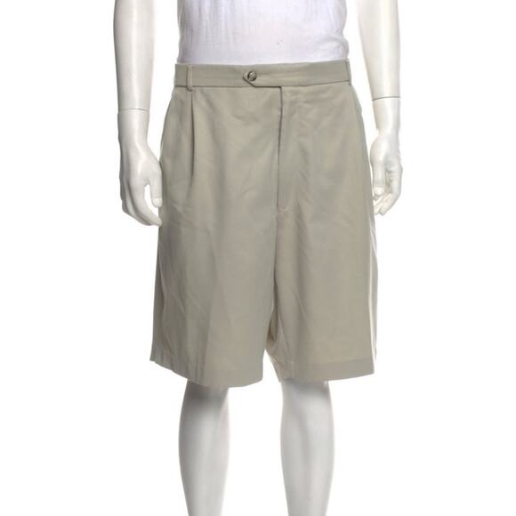 Tan Flat Front Shorts with Classic Fit - Picture 1 of 3